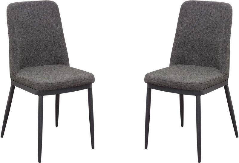 Dining Chairs Polyester Upholstered Metal Dining Side Chairs with Curved Back, Gray, Pack of Two Benzara