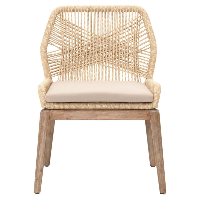 Dining Chairs Rope Weave Design Dining Chair With One Loose Cushion, Multi, Set Of Two Benzara