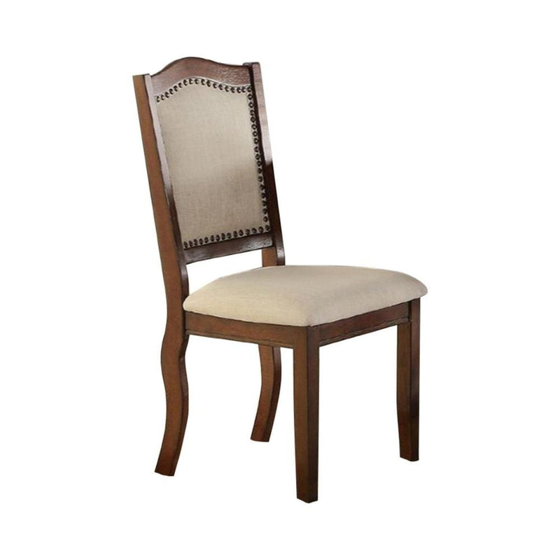 Dining Chairs Rubber Wood Dining Chair, Set Of 2, Brown And Cream Benzara