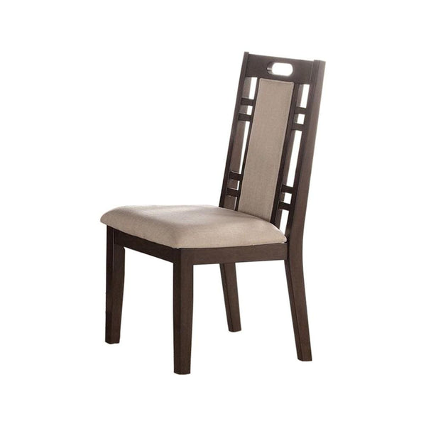 Dining Chairs Rubber Wood Dining Chair With Cushion Back And Seat, Set Of 2, Brown Benzara