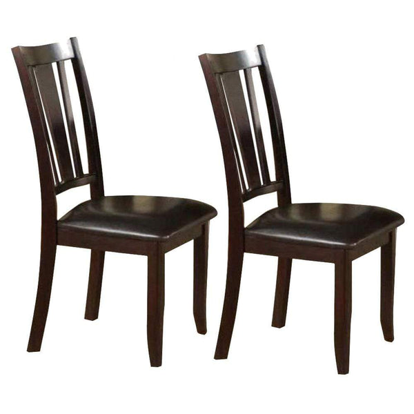 Dining Chairs Rubber Wood Dining Chair With Upholstered Seat, Set Of 2,Brown Benzara