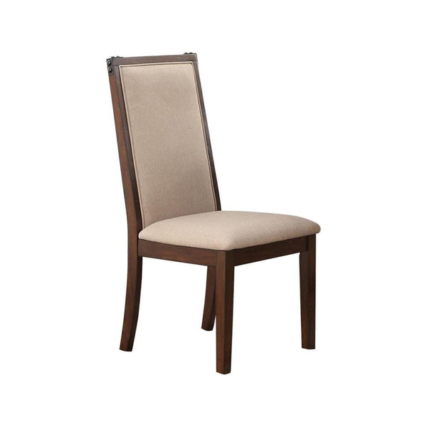 Dining Chairs Set Of 2 Comfortable Rubber Wood Dining Chair, Beige And Brown Benzara