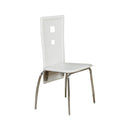 Dining Chairs Set Of 2 Metal Dining Chair With Cutout Back, White And Chrome Benzara