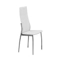 Dining Chairs Set Of 2 Metal Dining Chair With Leather Upholstery White And Chrome Benzara