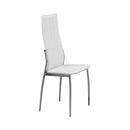 Dining Chairs Set Of 2 Metal Dining Chair With Leather Upholstery White And Chrome Benzara