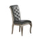 Dining Chairs Set Of 2 Rubber Wood Dining Chair With Tufted Back, Gray And Silver Benzara