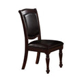 Dining Chairs Set Of 2 Rubber Wood Traditional Dining Chair, Dark Brown And Black Benzara