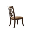 Dining Chairs Solid Wooden Side Chair With Beige Fabric Seat, Cherry Brown & Beige (Set Of 2) Benzara