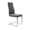 Dining Chairs Stainless Steel Chair with Faux Leather Upholstery, Set of Two, Gray and Silver Benzara