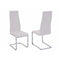 Dining Chairs Stylish White Faux Leather Dining Chair with Chrome Legs, Set of 4 Benzara