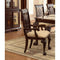 Dining Chairs Traditional Style Wooden-Fabric Dinning Arm Chair With Carved Details, Brown & Cream, Set of 2 Benzara