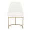 Dining Chairs Velvet upholstered Dining Chair With Metal Feet, Gold And White, Set Of Two Benzara