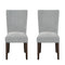 Dining Chairs Velvet Upholstered Parson Chair with Wooden Tapered Legs, Gray and Brown, Set of Two Benzara