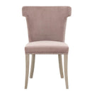 Dining Chairs Velvet Upholstery Dining Chair With Brushed Silver Nails, Dusty Rose Benzara