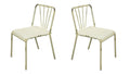 Dining Chairs Vintage Style Metal Dining Chairs with Slat Style Back, Antique White, Pack of Two Benzara