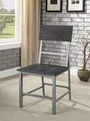 Wood and Metal Side Chair With Footrest, Pack of Two, Gray and Silver