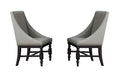 Wood & Fabric Dining Side Arm Chair with Nail head Trim, Neutral Grey (Set Of 2)