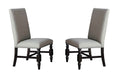 Wood & Fabric Dining Side Chair with Nail head Trim, Neutral Grey (Set Of 2)
