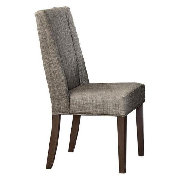 Wood & Fabric Dining Side Chair With Shallow Wing Back, Gray & Dark Brown, Set Of 2