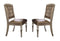 Wood & Leather Dining Side Chair With Crystal Tufting, Silver, Set Of 2