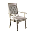 Wooden Arm Chair With Tufted Back In Champagne Gold, Set Of 2