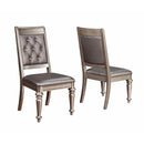 Wooden Dining Armless Chair With Tufted Back, Gray & Silver, Set of 2