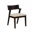 Wooden Dining Chair with Fabric Upholstered Seat and Z Inspired Back, Brown, Set of Two