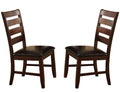 Wooden Dining Chair With Ladder Back Design, Set of 2, Dark Brown