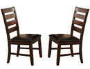 Wooden Dining Chair With Ladder Back Design, Set of 2, Dark Brown