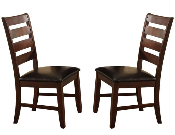 Wooden Dining Chair With Ladder Back Design, Set of 2, Dark Brown