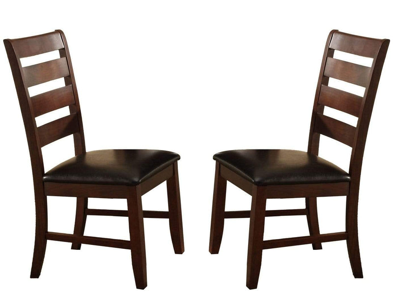 Wooden Dining Chair With Ladder Back Design, Set of 2, Dark Brown