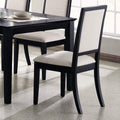 Wooden Dining Side Chair With Cream Upholstered seat And Back, Black, Set of 2