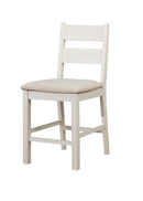 Wooden Ladder Back Counter Height Chair with Cushioned Fabric Seat, Pack of Two, White