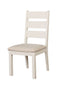 Wooden Ladder Back Side Chair with Cushioned Fabric Seat, Pack of Two, Weathered White