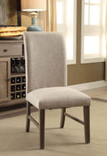 Wooden Side Chair With Cream Fabric Upholstery, Brown, Pack Of Two