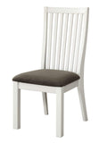 Wooden Side Chair With Gray Fabric Padded Seat, White, Pack Of Two