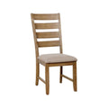 Wooden Side Chair With slatted Back, Pack of 2, Natural Brown