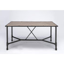 Dining Furniture Rectangular Wood and Metal Dining Table in Industrial Style, Black and Brown Benzara