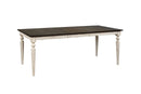 Dining Furniture Rustic Solid Wood Rectangular Dining Table with Tapered Legs, White and Brown Benzara