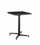 Dining Furniture Square Shape Foldable Metal Dining Table with Pedestal Base and Cut Out Grid, Black Benzara