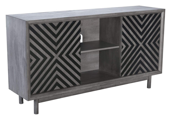 Dining Sets Dining Room Buffet - 63" x 15.7" x 33.5" Gray, Rubber Wood Veneer, MDF, Buffet Old HomeRoots