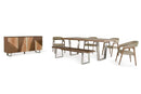 Dining Sets Dining Room Sets - 30" Walnut Wood, Veneer, Leather, and Steel Dining Set HomeRoots