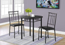 Dining Sets Dining Room Sets - 35" Black Leather Look Foam and Metal Three Pieces Dining Set HomeRoots