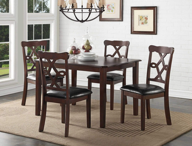 Dining Sets Dining Room Sets - 47" X 36" 5Pc Black Leatherette And Espresso Dining Set HomeRoots