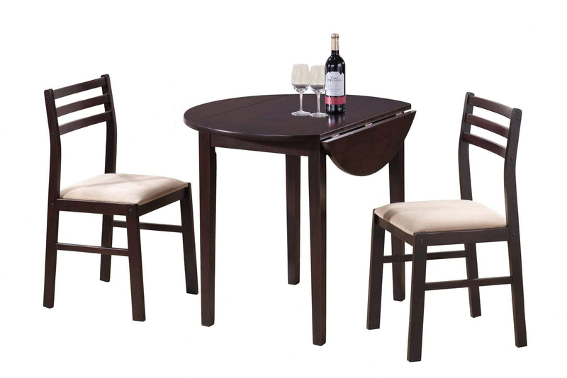 Dining Sets Dining Room Sets - 68" x 66'.5" x 95" Cappuccino, Beige, Foam, Solid Wood, Polyester Blend - 3pcs Dining Set HomeRoots