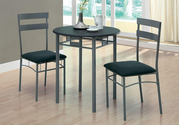 Dining Sets Modern Dining Room Sets - 36" Black Microfiber, Foam, MDF, and Silver Metal Three Pieces Dining Set HomeRoots