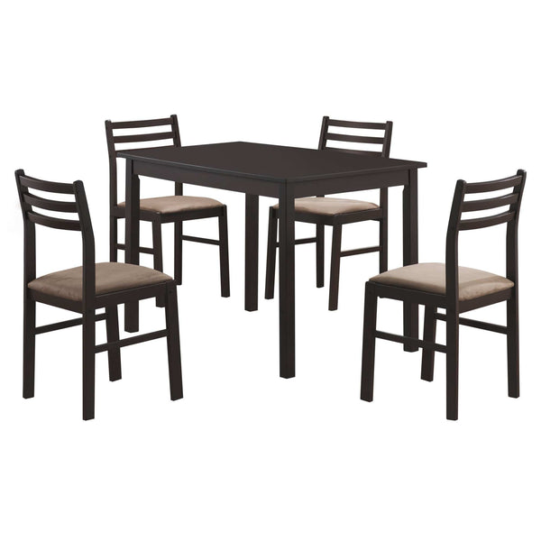 Dining Sets Modern Dining Room Sets - 62'.5" x 74'.75" x 94'.75" Cappuccino, Beige, Solid Wood, Foam, Polyester Blend - 5pcs Dining Set HomeRoots