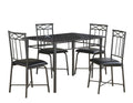 Dining Sets Modern Dining Room Sets - 63'.5" x 81'.25" x 101" Grey, Foam, Metal, Leather-Look - 5pcs Dining Set HomeRoots