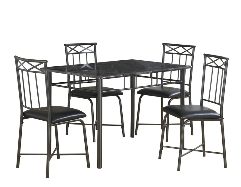 Dining Sets Modern Dining Room Sets - 63'.5" x 81'.25" x 101" Grey, Foam, Metal, Leather-Look - 5pcs Dining Set HomeRoots