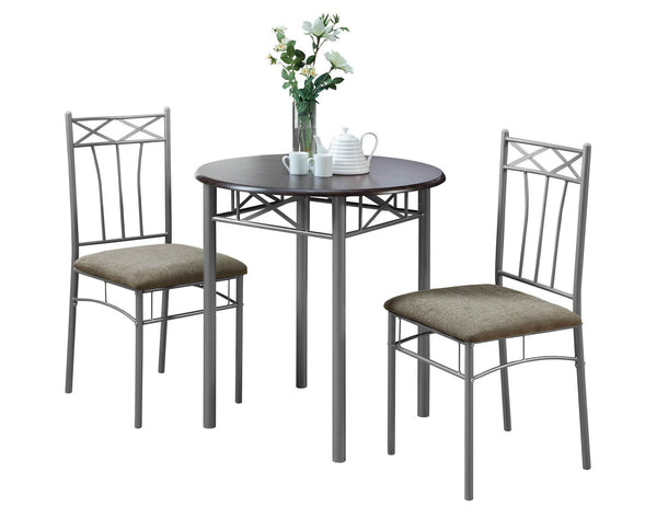 Dining Sets Modern Dining Room Sets - 64" x 64" x 102" Cappuccino/Silver, Metal - 3pcs Dining Set HomeRoots